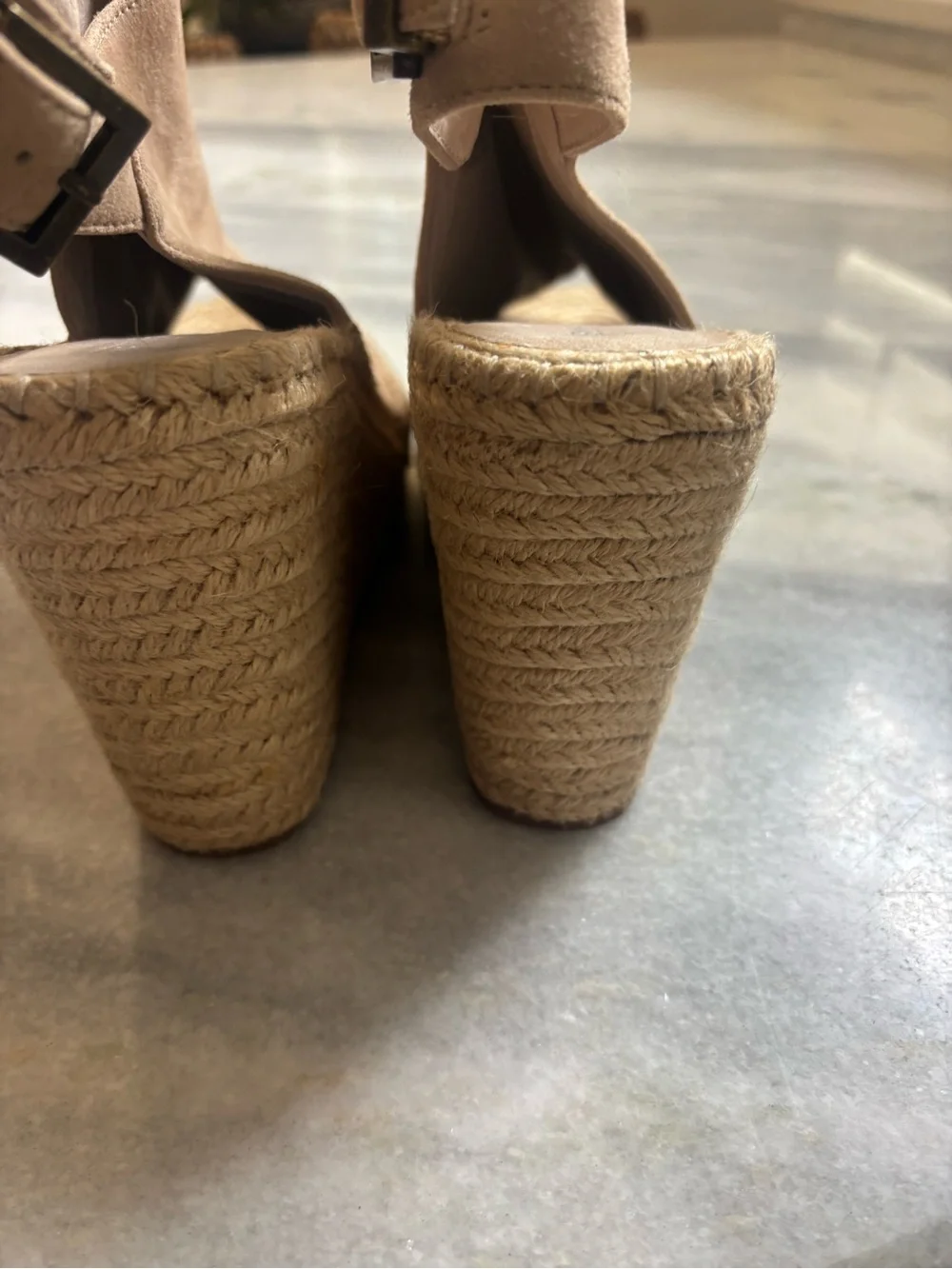 Kenneth Cole Beige/Tan Espadrille Wedge Sandals